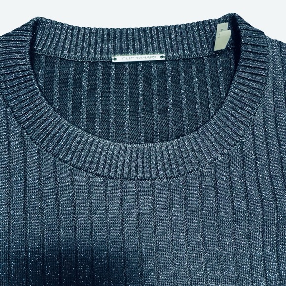 Elie Tahari Hope Ribbed Knit Navy Sparkle Sweater Size XS - Picture 7 of 10